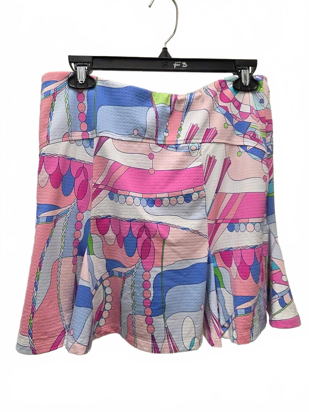 NEW KENNY DANA women's godet skort in carnival pink multi